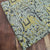 Grey and Yellow Ajrakh HandBlock Printed Pure Cotton Fabric with elephant and floral print