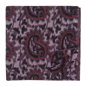 Purple and Red Ajrakh Hand Block Printed Pure Cotton Fabric with paisley print