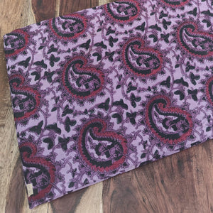 Pink and Black Ajrakh Hand Block Printed Cotton Fabric with paisley print