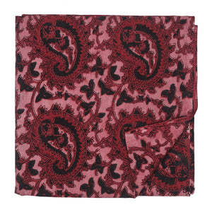 Black and Red Ajrakh Hand Block Printed Pure Cotton Fabric with paisley print