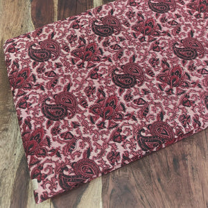Red and Black Ajrakh Hand Block Printed Cotton Fabric with paisley print