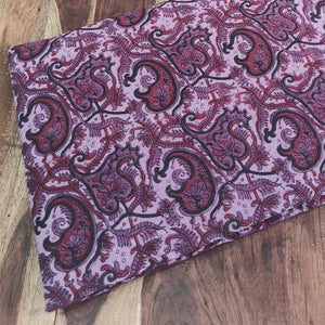 Pink and Black Ajrakh Hand Block Printed Cotton Fabric floral print