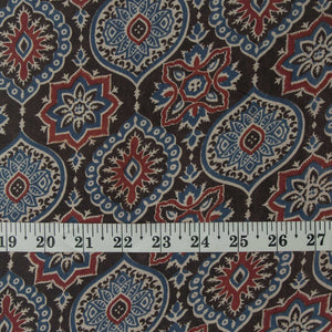 Precut 0.25 meters -Ajrakh Hand Printed Natural Dyed Cotton Fabric