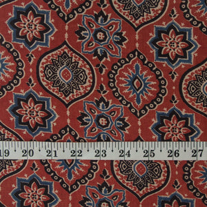 Precut 0.25 meters -Ajrakh Hand Printed Natural Dyed Cotton Fabric