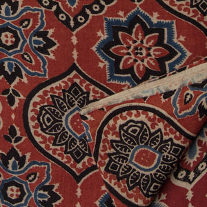 Precut 0.25 meters -Ajrakh Hand Printed Natural Dyed Cotton Fabric