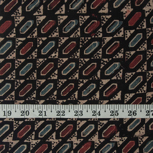 Precut 0.25 meters -Ajrakh Hand Printed Natural Dyed Cotton Fabric