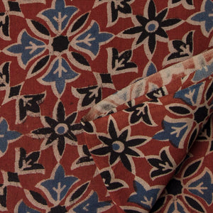 Precut 0.25 meters -Ajrakh Hand Printed Natural Dyed Cotton Fabric