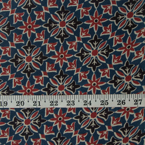 Precut 0.25 meters -Ajrakh Hand Printed Natural Dyed Cotton Fabric