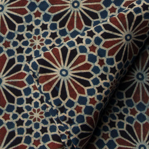 Precut 0.25 meters -Red & Blue Ajrakh Hand Block Printed Cotton Fabric