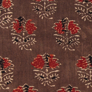Precut 1 meter -Brown & Red Ajrakh Hand Block Printed Cotton Fabric