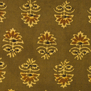 Precut 0.25 meters -Green & Yellow Ajrakh Hand Block Printed Cotton Fabric