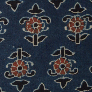 Precut 1 meter -Blue & Red Ajrakh Hand Block Printed Cotton Fabric