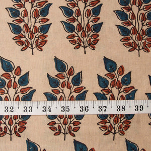 Precut 1 meter -Blue & Red Ajrakh Hand Block Printed Cotton Fabric