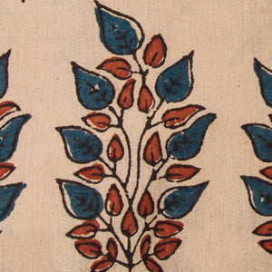 Precut 1 meter -Blue & Red Ajrakh Hand Block Printed Cotton Fabric