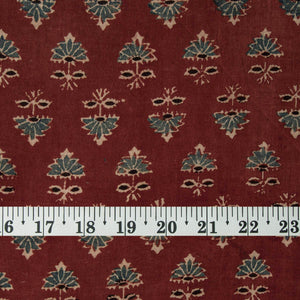Precut 1 meter -Ajrakh Hand Block Printed Cotton Fabric
