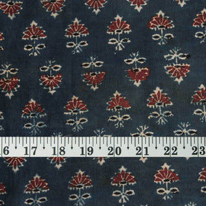 Precut 0.25 meters -Ajrakh Hand Block Printed Cotton Fabric