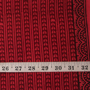 Precut 1 meter -Red & Maroon Bagh Hand Block Printed Cotton Fabric