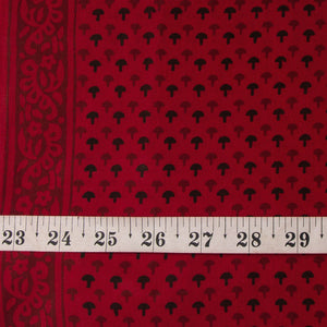 Precut 1 meter -Red & Maroon Bagh Hand Block Printed Cotton Fabric