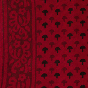 Precut 1 meter -Red & Maroon Bagh Hand Block Printed Cotton Fabric