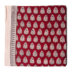 Precut 1 meter -Black & Maroon Bagh Hand Block Printed Cotton Fabric