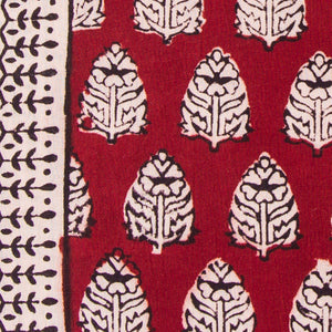 Precut 1 meter -Black & Maroon Bagh Hand Block Printed Cotton Fabric