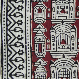 Precut 0.25 meters -Maroon & White Bagh Handblock Printed Cotton Fabric