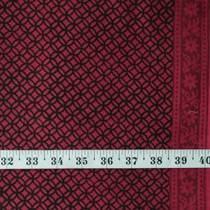 Precut 1 meter -Maroon & Black Bagh Handblock Printed Cotton Fabric