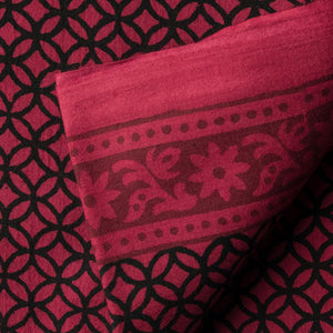Precut 1 meter -Maroon & Black Bagh Handblock Printed Cotton Fabric