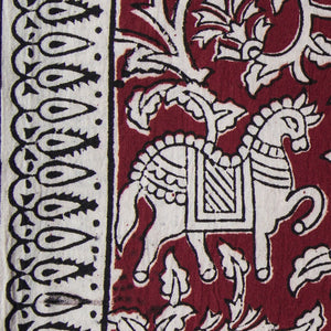 Precut 0.25 meters -Maroon & White Bagh Handblock Printed Cotton Fabric