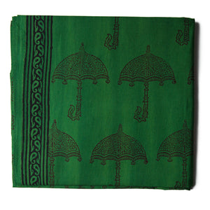 Precut 1 meter -Green & Black Bagh Handblock Printed Cotton Fabric