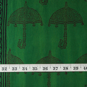 Precut 1 meter -Green & Black Bagh Handblock Printed Cotton Fabric