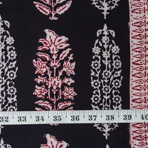 Precut 0.50 meters -Black & White Bagh Handblock Printed Cotton Fabric