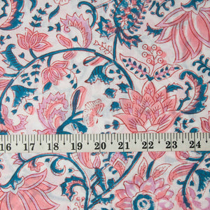 Precut 0.25 meters -Sanganeri Hand Block Printed Cotton Fabric