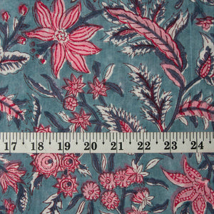 Precut 0.75 meters -Sanganeri Hand Block Printed Cotton Fabric