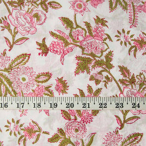 Precut 0.25 meters -Sanganeri Hand Block Printed Cotton Fabric