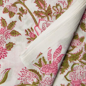 Precut 0.25 meters -Sanganeri Hand Block Printed Cotton Fabric