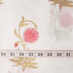 Precut 0.75 meters -Handblock Printed Fine Mul Cotton Fabric