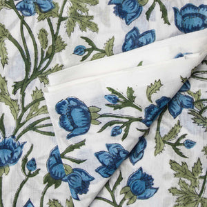 Precut 0.75 meters -Handblock Printed Fine Mul Cotton Fabric