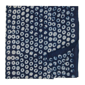 Blue and White Dabu Indigo Hand Block Printed Pure Cotton Fabric with Abstract Design