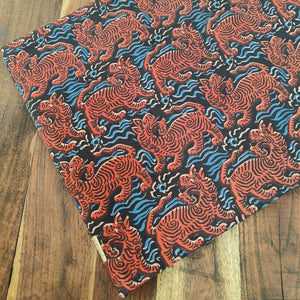 Black and Red Bagru Hand Block Printed Cotton Fabric with animal print