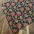 Black and Red Bagru Hand Block Printed Cotton Fabric with floral design