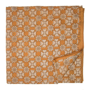 Yellow and Off white Dabu Hand Block Printed Cotton Fabric with floral print