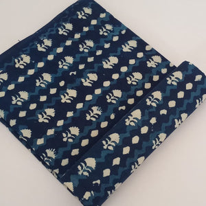 Dabu Indigo Hand Block Printed Cotton Fabric