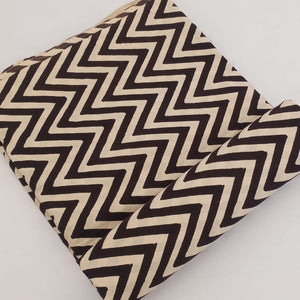 Off White and Black Bagru Dabu Hand Block Printed Pure Cotton Fabric with zigzag design