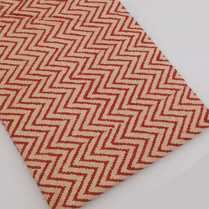 Off White and Red Bagru Dabu Hand Block Printed Pure Cotton Fabric with zigzag design