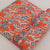 Blue and Orange Sanganeri Hand Block Printed Pure Cotton Fabric with floral print