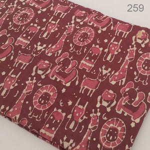 Brown Dabu Hand Block Printed Pure Cotton Fabric with Animal print