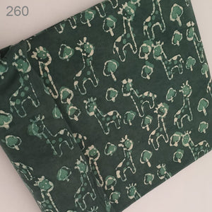 Green Dabu Hand Block Printed Pure Cotton Fabric with Animal print