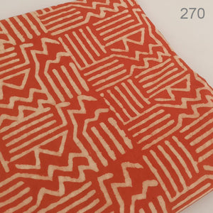 Red and Off white Dabu Hand Block Printed Pure Cotton Fabric with abstract print