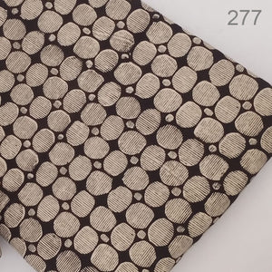 Black and Off white Dabu Hand Block Printed Pure Cotton Fabric with abstract print